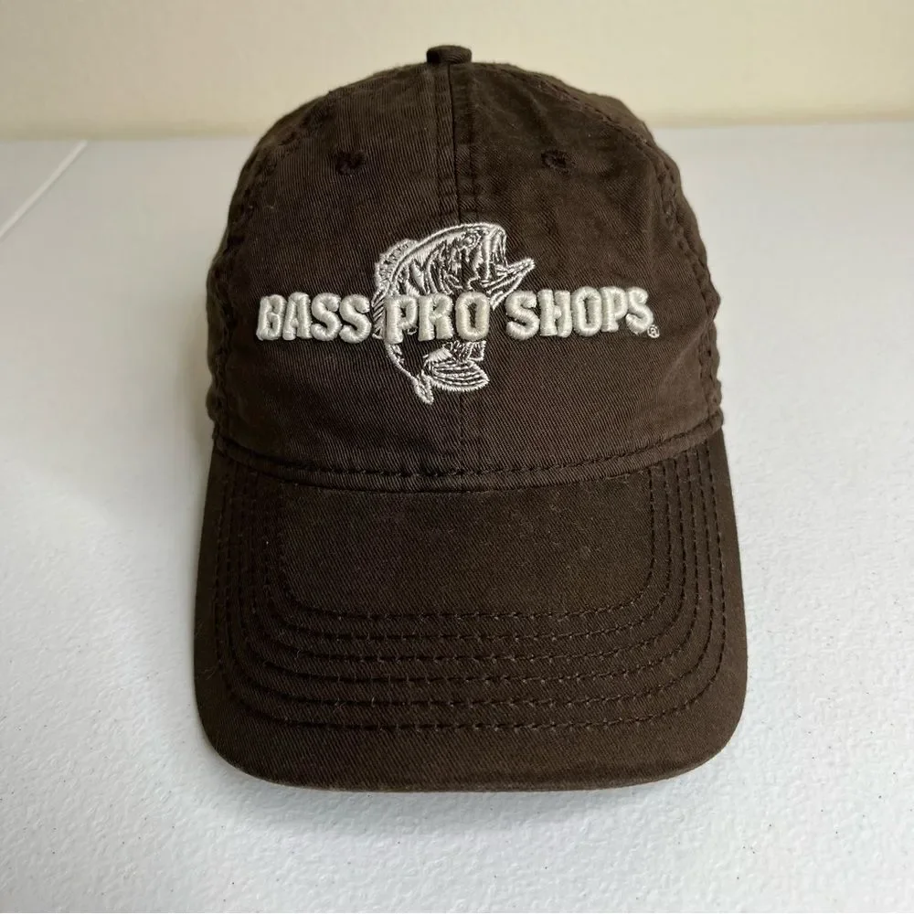 Bass Pro Shops Brown Embroidered Snapback 6 Panel Low Profile Ball Cap Hat OSFA